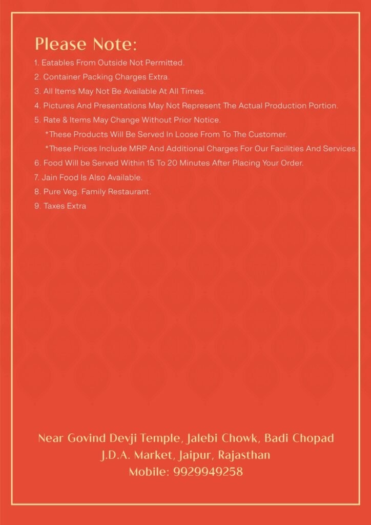 Govindam Retreat menu page 14