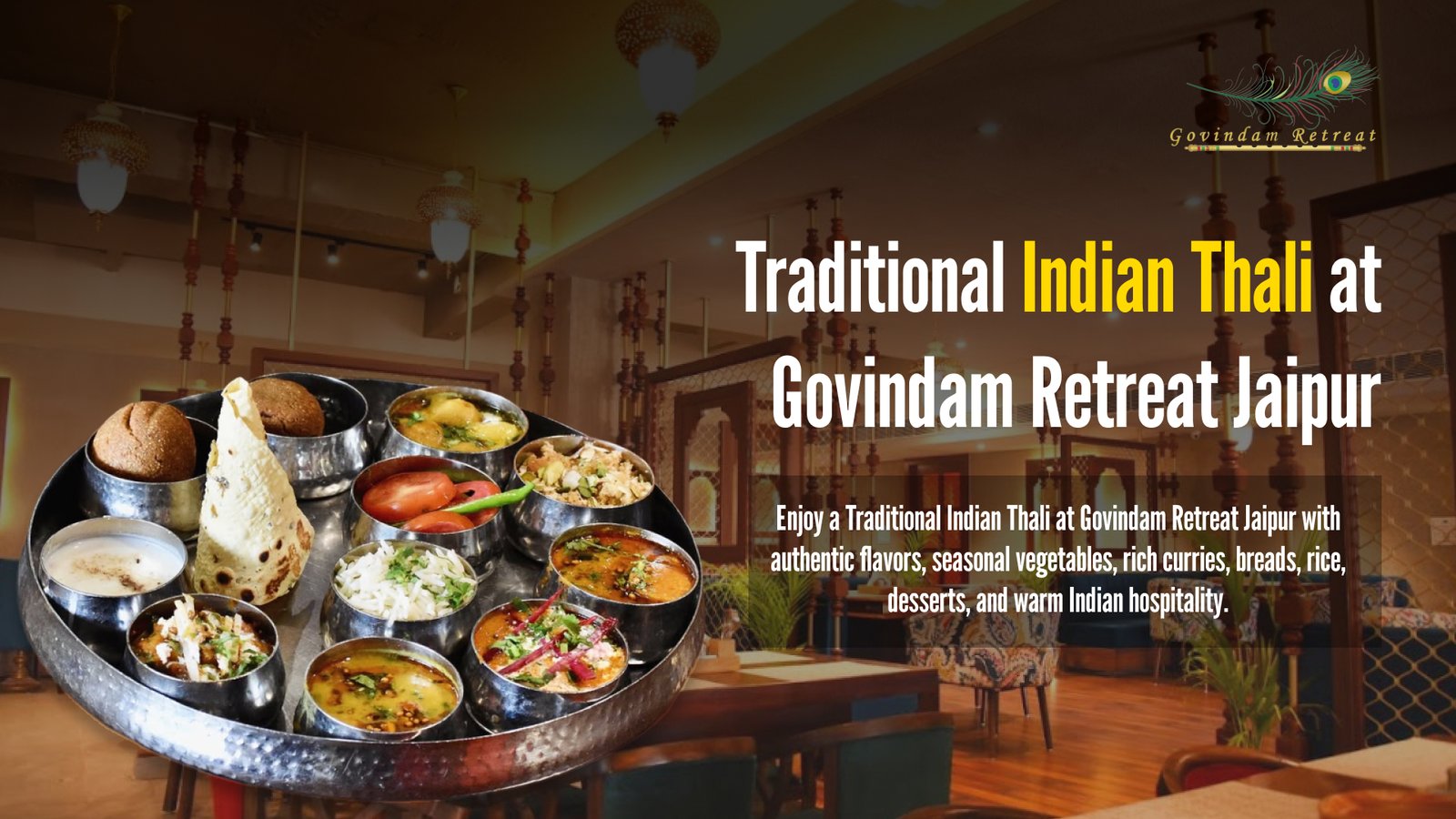 Tired of Modern Fusion Food? Discover 32-Item Authentic Traditional Indian Thali at Govindam Retreat Jaipur