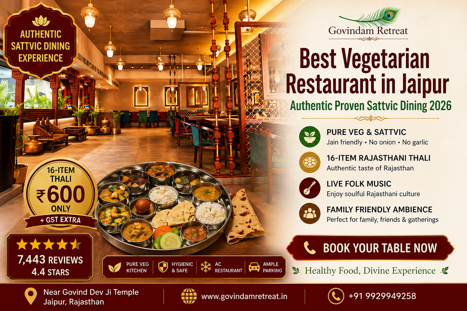 Vegetarian Restaurant Jaipur — Authentic Proven Sattvic Dining 2026